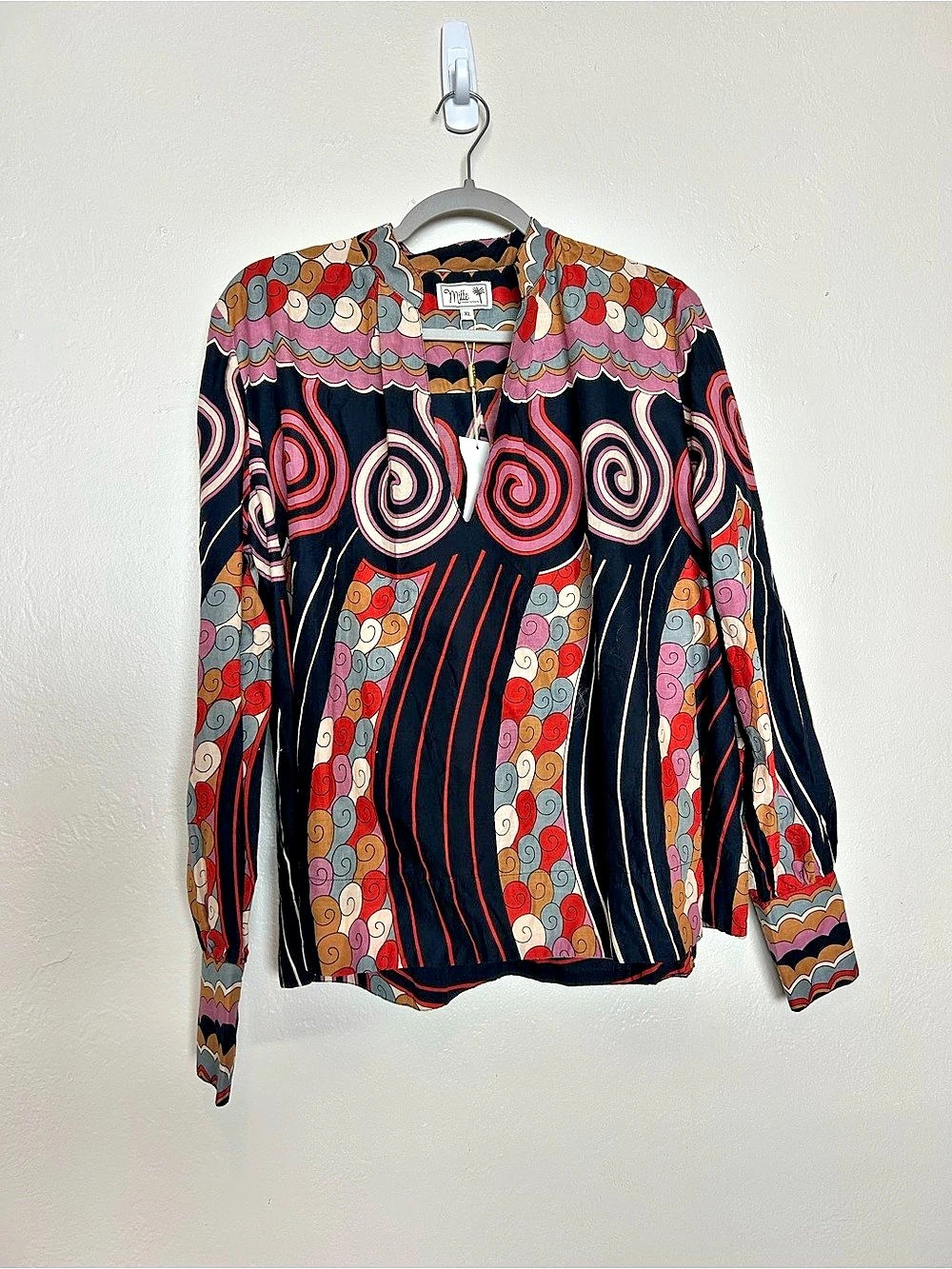 NEW Mille Freya Cotton Blouse Geometric Boho - Picture 4 of 7